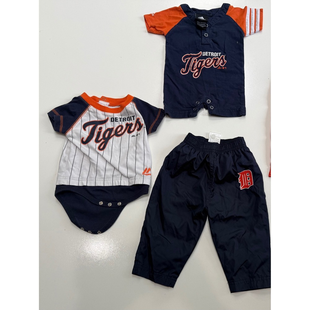 Detroit Tigers Baby Bundle Adidas Romper Majestic Bodysuit and Pants Set 0-6M